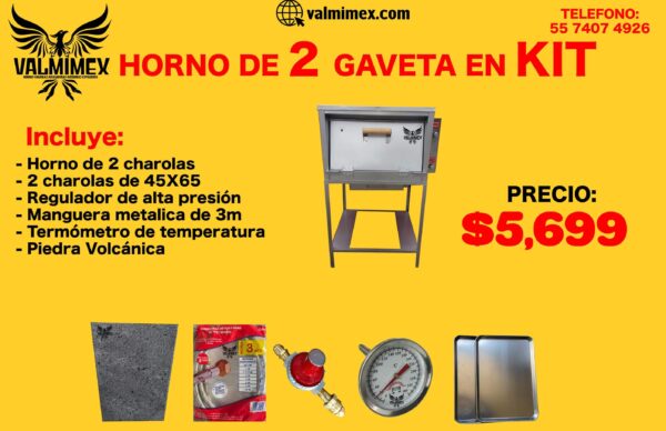 Horno de 2 gaveta en kit.