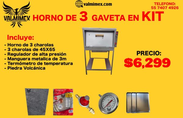 Horno de 3 gaveta en kit